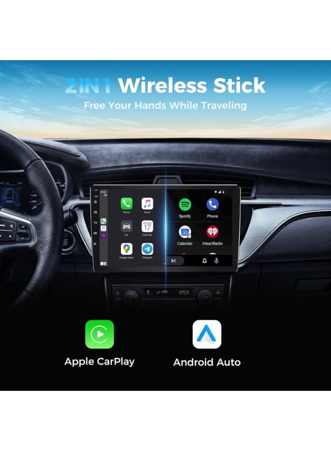 محول لاسلكي 2 في 1 لـ CarPlay و Android Auto - يحول الاتصال السلكي إلى لاسلكي، توصيل وتشغيل سريع، اتصال بدون تأخير، كابل تمديد USB-C/Type-C صغير الحجم، متوافق مع iPhone و Android - Image 2